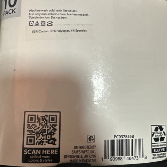 Member's Mark Men's Athletic No Show Socks 10 Pair Moisture Control Size 6-12 - Picture 4 of 4